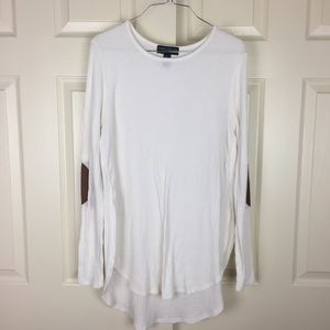 Forever 21+ Rib Knit Patch Elbow Split Hi Lo Tunic